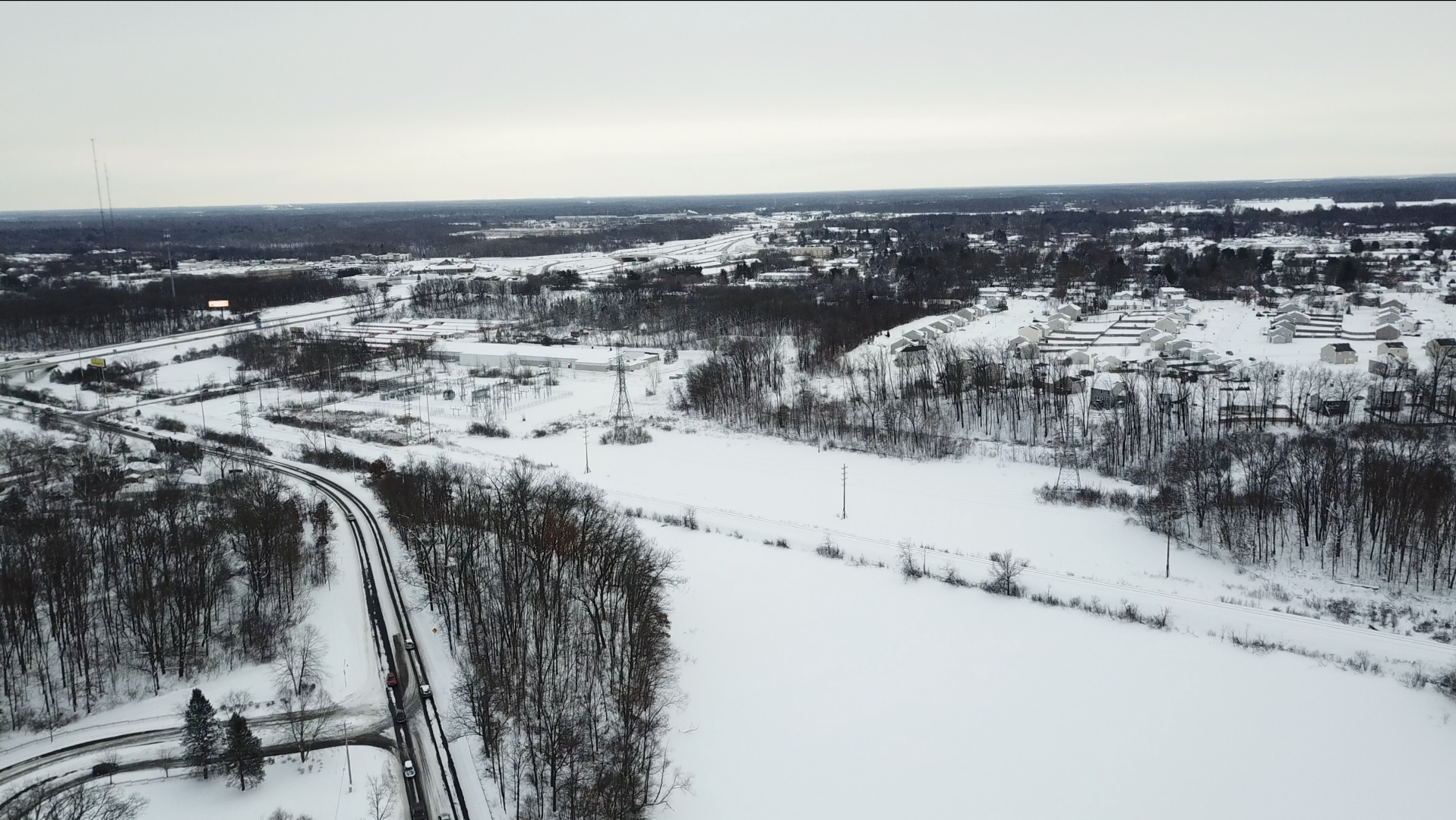 Aerial photo of snow accumulation on Jan. 25
